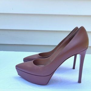 Gianvito Rossi Dasha 85MM Leather Pointed Platform (Praline) Size 38.5
